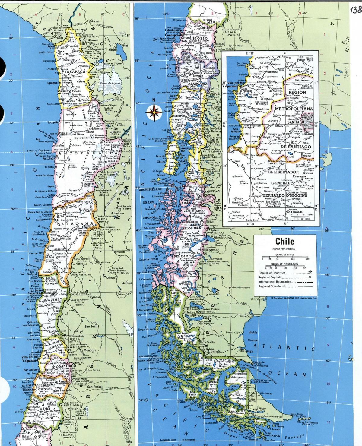 خريطة مفصلة شيلي