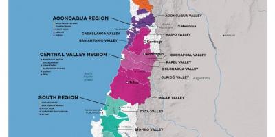 شيلي بلد النبيذ خريطة
